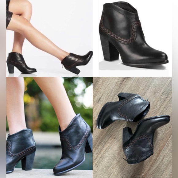 UGG Shoes - UGG charlotte ankle booties western whipstitch Black Leather Ankle Booties boots